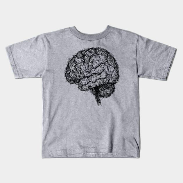 Brain ballpoint pen drawing Kids T-Shirt by byBenci